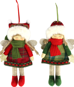 6566 XMAS-ANGELS HOLLY FOLK S/2